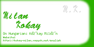 milan kokay business card